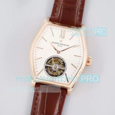 Swiss Replica Vacheron Constantin Malte Tourbillon Watch Rose Gold White Dial